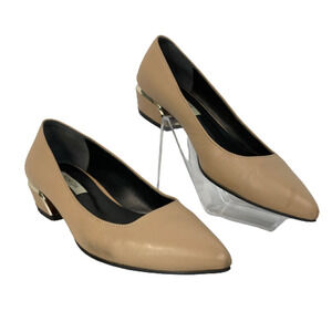 Rachel Cox Shoes Womens Sz 6.5 230mm‎ Nude Beige Leather Pointed Toe Low Heel